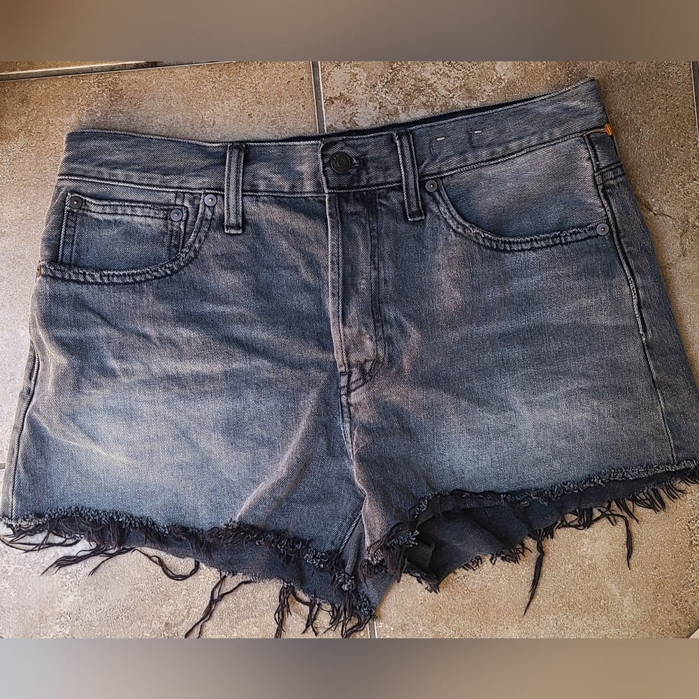 Madewell Size 29 Relaxed Denim Jean Booty Shorts Button Fly Cut Offs Black N32